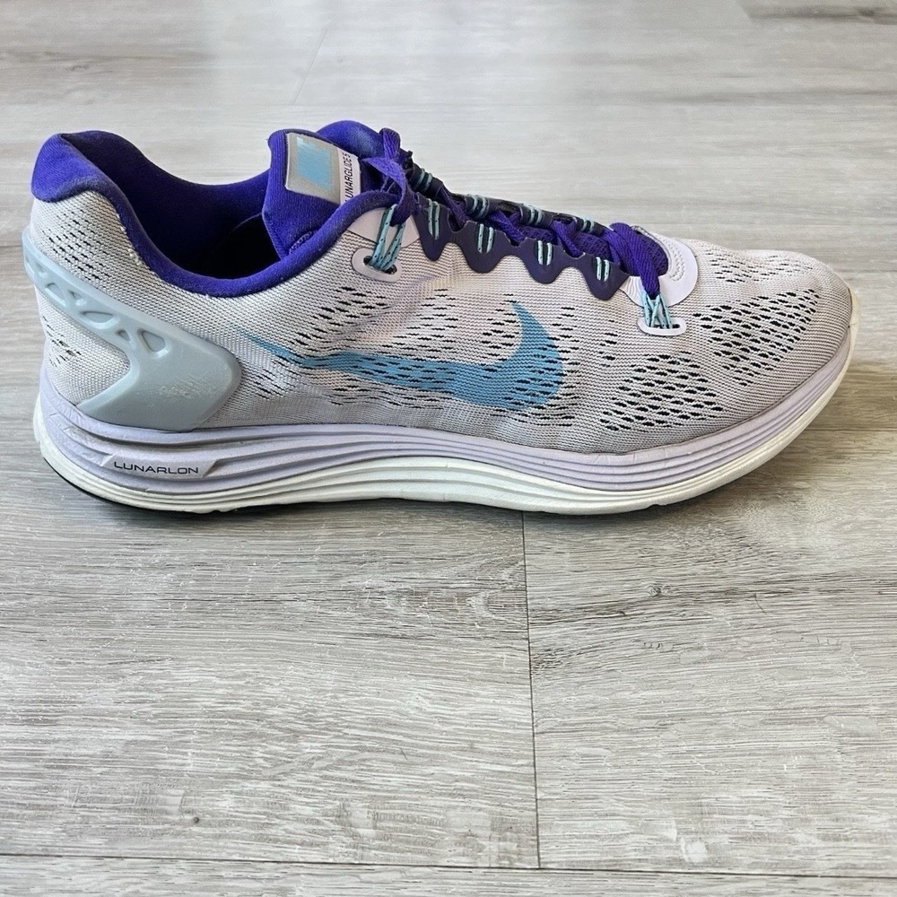 Nike Lunarglide 5 Running Shoes Mens 10.5 Womens 12 Gray Blue Sneakers